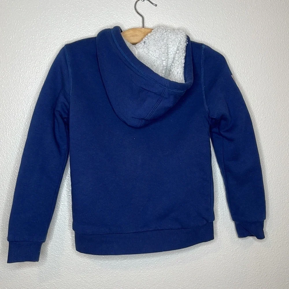 Lucky Brand Sherpa Lined Full Zip Hoodie Sweatshirt Navy Blue Youth Girl M 10/12 - Picture 7 of 7